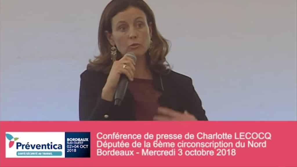 Conférence de presse de Charlotte Lecocq au salon Préventica de Bordeaux